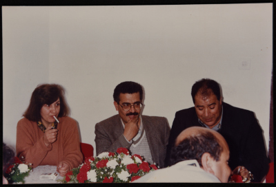 A Photograph of a Meeting between a Group of Women and Yaser Abd Rabbu, General Secretary of FIDA Party, 1990-99
