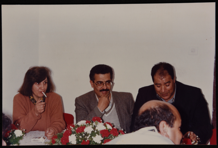 A Photograph of a Meeting between a Group of Women and Yaser Abd Rabbu, General Secretary of FIDA Party, 1990-99
