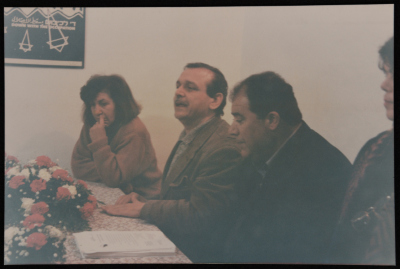 A Photograph of a Meeting between a Group of Women and Yaser Abd Rabbu, General Secretary of FIDA Party, 1990-99
