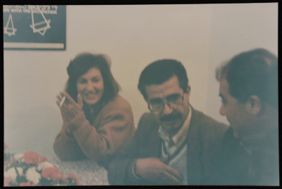 A Photograph of a Meeting between a Group of Women and Yaser Abd Rabbu, General Secretary of FIDA Party, 1990-99
