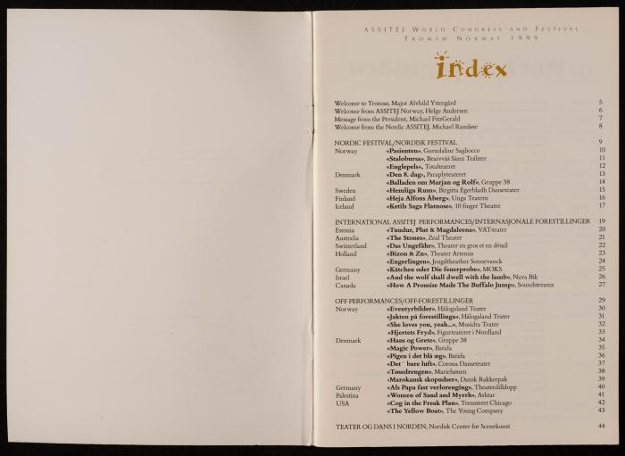 كتيب صادر عن المؤتمر العالمي الثالث عشر للرابطة الدولية لمسرح الأطفال والشباب ، 1999
