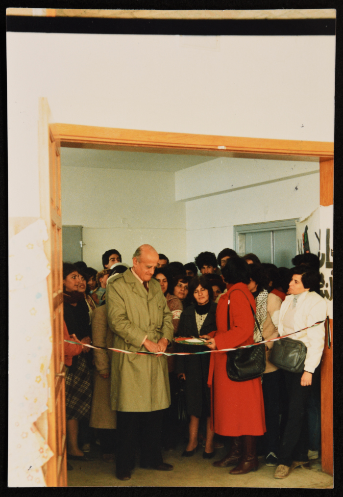 The opening ceremony of an exhibition for the Palestinian Federation of Women's Action Committees exhibition