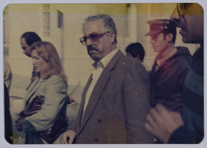 Mr. Ibrahim Dakkak being held in front of Al-Maskoubiya Prison in occupied Jerusalem