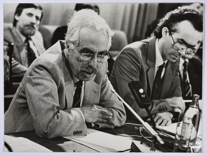 Ibrahim Dakkak  in the international cooperation meeting of the NGO Committee regarding the Israeli–Palestinian conflict