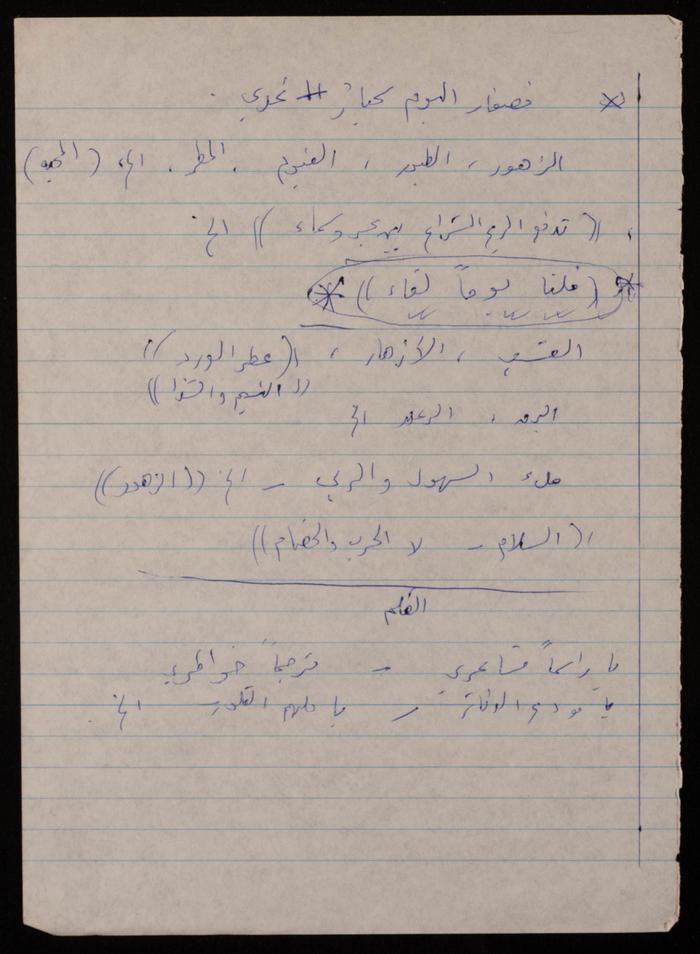 قصاصة ورقية دونت عليها ملاحظات لفاطمة المُحب