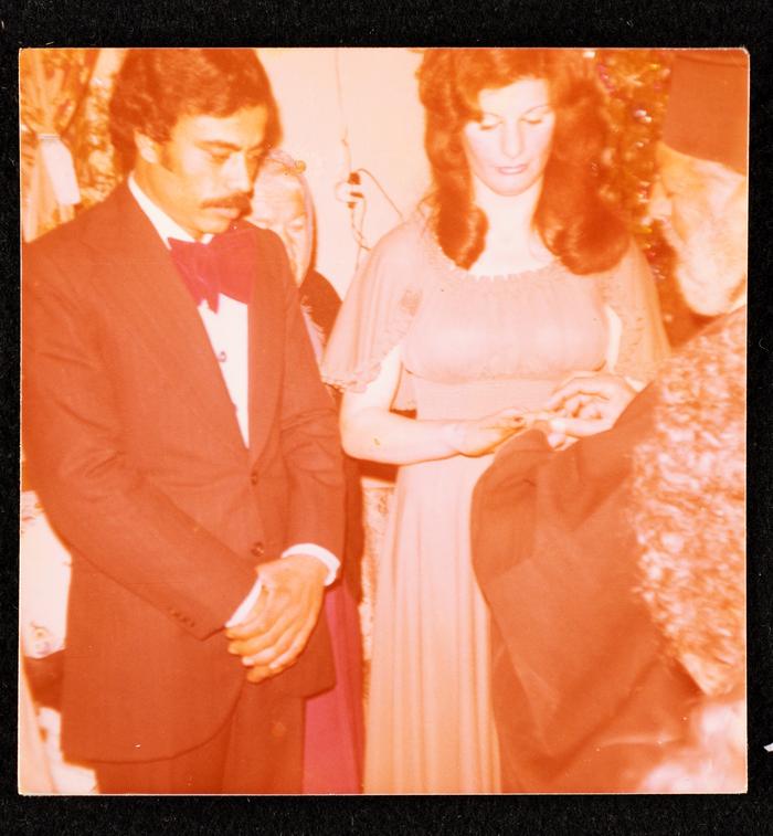 Suhaila Qare and Khader Dbeit During their Engagement Party, Ramallah 