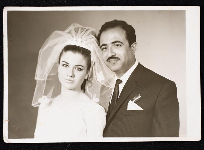 Siham Qare and Mustafa Zurob on their Wedding Day, 1970