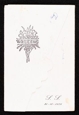 An Invitation to the Wedding Ceremony of Shawqi Rafidi and Samia Habash, 31 October 1976