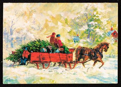 A Christmas Greeting Card From Simone, Malika, Iskandar, Natalie and Samer Karkar to Muna Qare and Her Husband Tawfique al-Asbah
