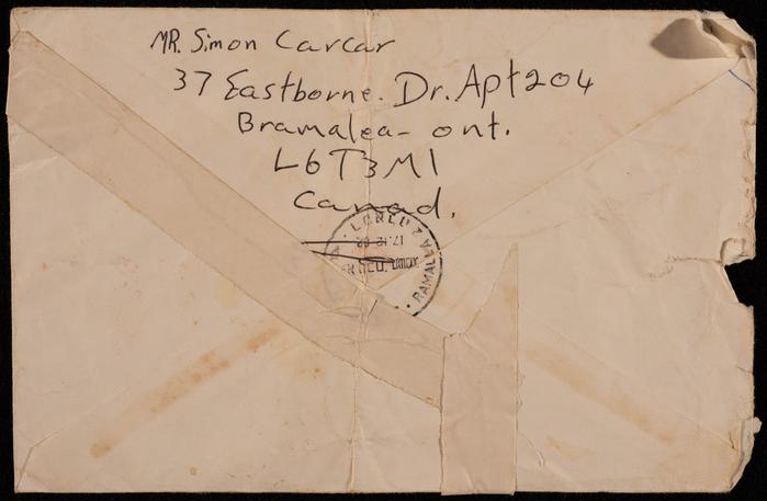 A Letter Envelop from Simon Karkar to Fo'ad Qare 