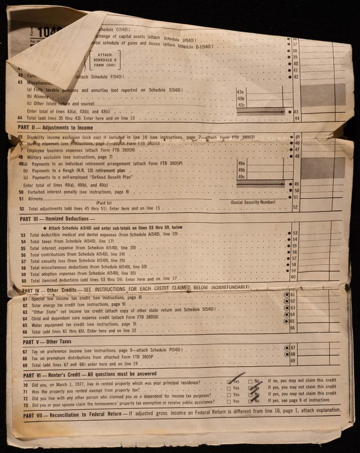 A Form of the USA Individual Income Tax Return 