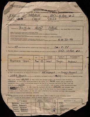 Affidavit of Support Issued by the United States Department of Justice Immigration and Naturalization Service