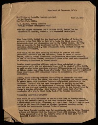 A Request for Coordinating an Art Tour for Fatima al-Muhib in the USA, 1955