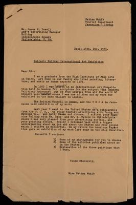 A Letter from Fatima al-Muhib to James Powell, Jerusalem, 1956