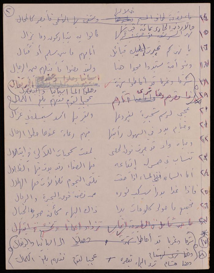 Paper Clippings of Several Poetry Verses by Fatima al-Muhib, 1975 -1982