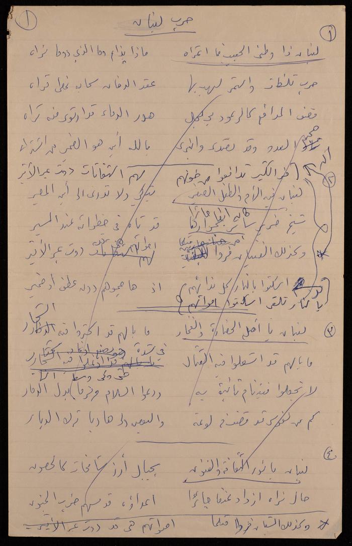 Paper Clippings of Several Poetry Verses by Fatima al-Muhib, 1975 -1982
