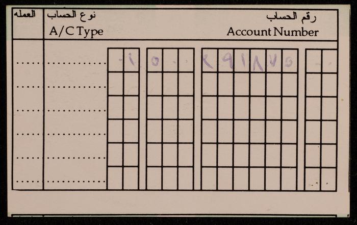 Fatima al-Muhib's Account Card at the Cairo Amman Bank 