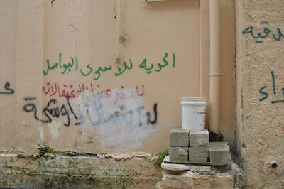 A Photograph of Patriotic Slogans on a Wall in ad-Dheisheh Camp, Bethlehem, 2015
