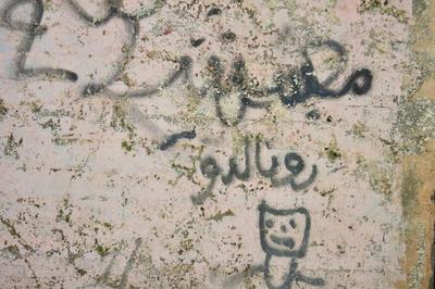 عبارات وطنية وشعارات على أحد الجدران في مخيم الدهيشة، بيت لحم، 2015