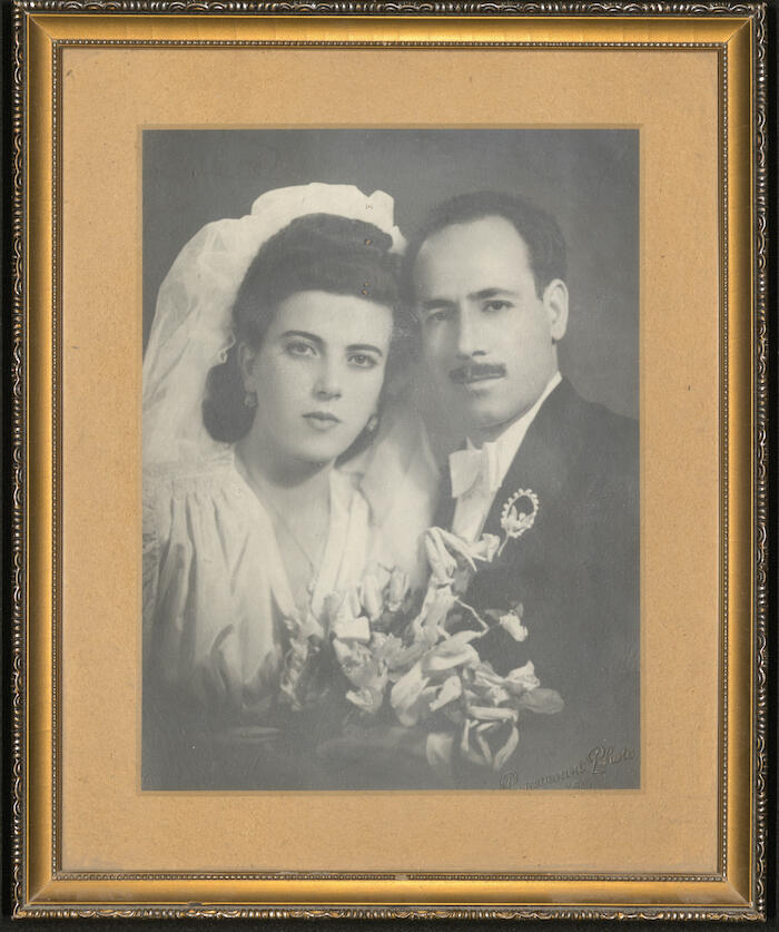 Salwa Hallaq and Sumʿan ʿashrawi on their Wedding Day 