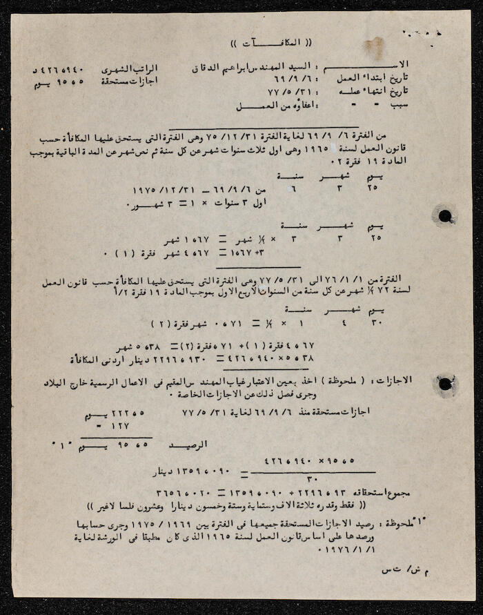 A Letter Detailing the Remuneration and Benefits of Ibrahim ad-Daqqaq