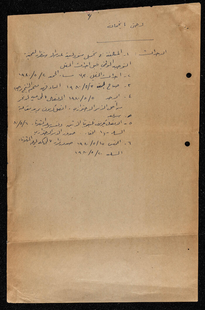 Part of Ibrahim ad-Daqqaq's Personal Diary in 1979