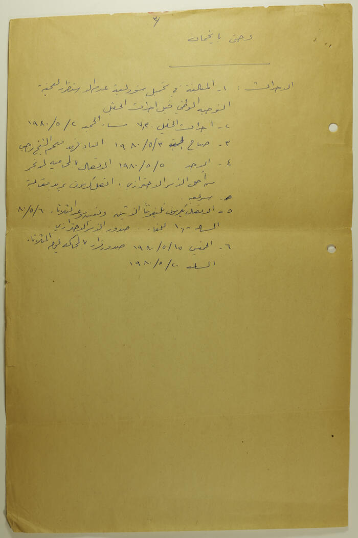 Part of Ibrahim ad-Daqqaq's Personal Diary in 1979