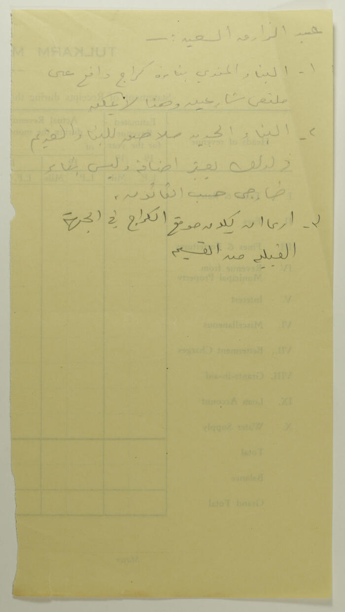 Abdur-Razeq Saʿid's File in the Records of Tulkarem Municipality, 1947