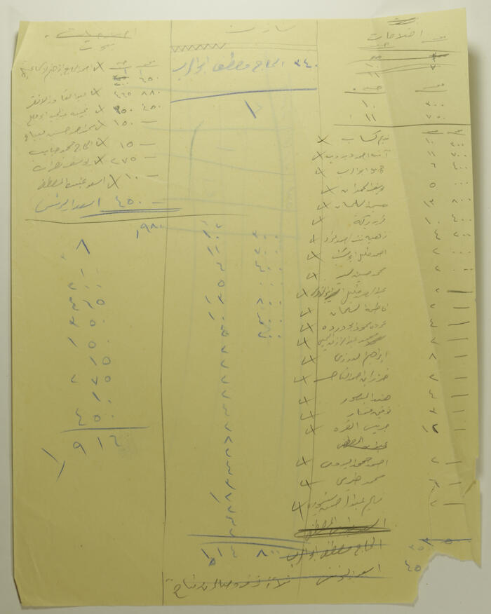 ورقة عليها حسابات 