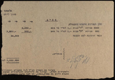 An Account Statement Sheet for Owned Shares and their Yearly Value in 1944