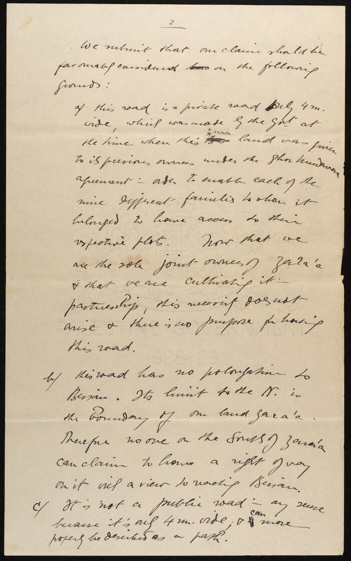 Two Letters on the Development of Agricultural Lands in Jerusalem