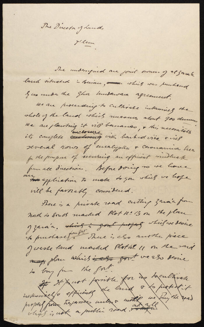 Two Letters on the Development of Agricultural Lands in Jerusalem