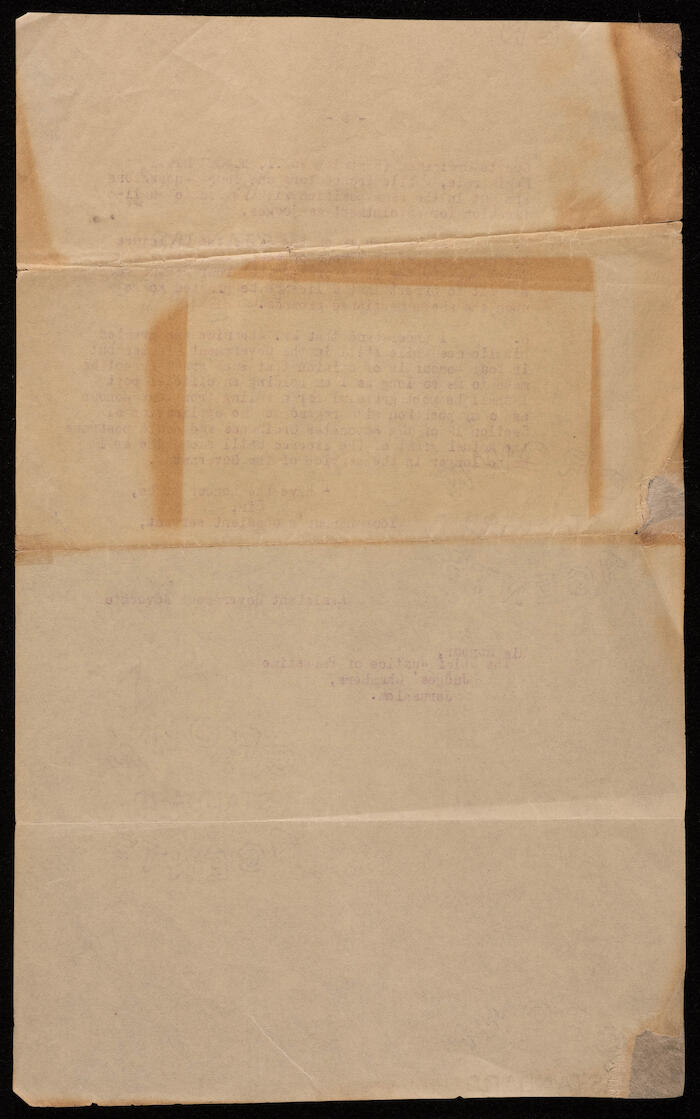 رسالة تحفيز مرسلة  إلى مكتب الحكومة في القدس، 1930