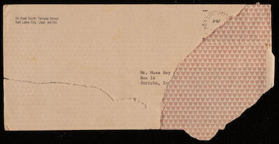 A Letter Envelope from the Church of Jesus Christ of Latter-Day Saints. 1979