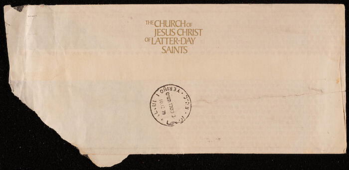 A Letter Envelope from the Church of Jesus Christ of Latter-Day Saints. 1979