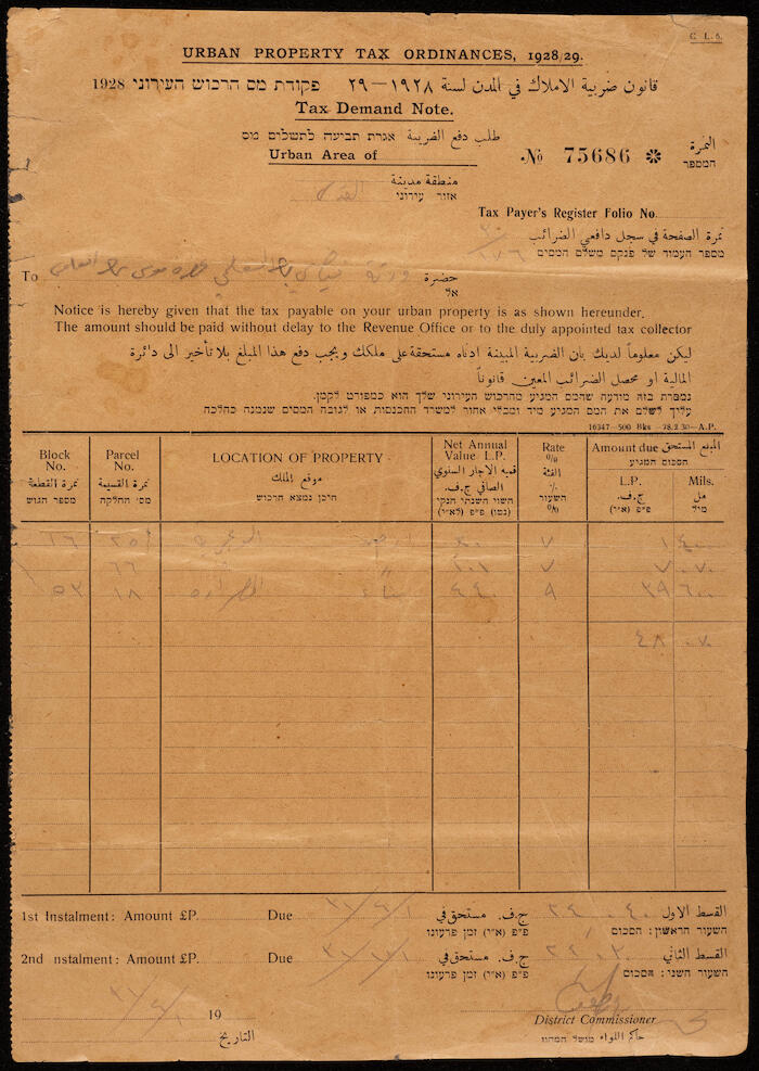 Tax Demand Note, 1931