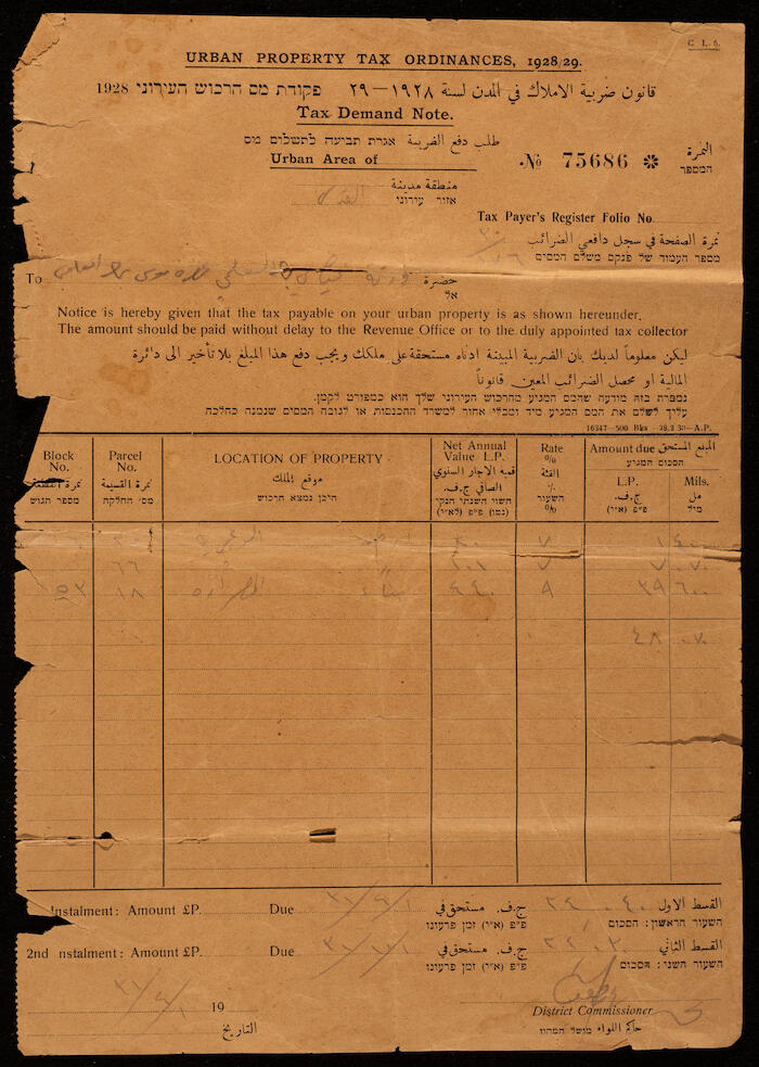 Tax Demand Note, 1931