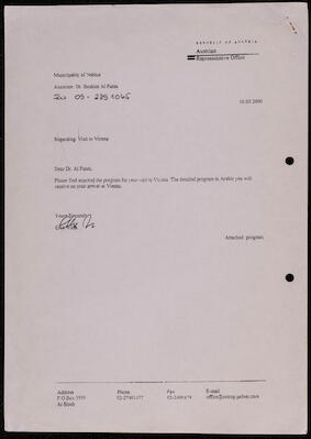 A Letter to Ibrahim el-Fanni from the Austrian Representative Office, 10 May 2010 