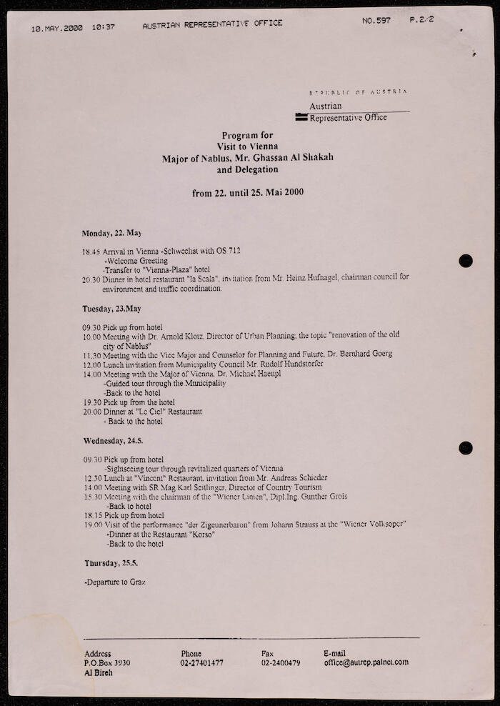 A Letter to Ibrahim el-Fanni from the Austrian Representative Office, 10 May 2010 
