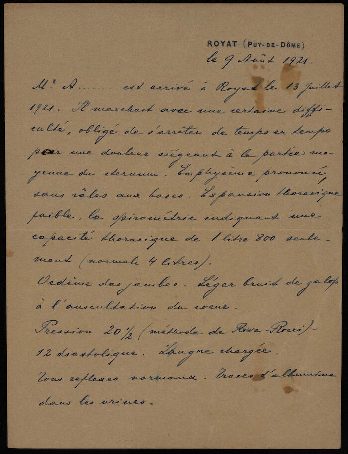A Medical Report for Musa Alami, 9 August 1921