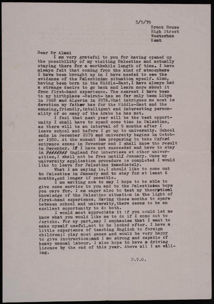 A Letter from Rand Adams to Mousa al-Alami, 5 September 1979