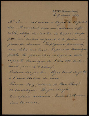 A Medical Report for Musa Alami, 9 August 1921