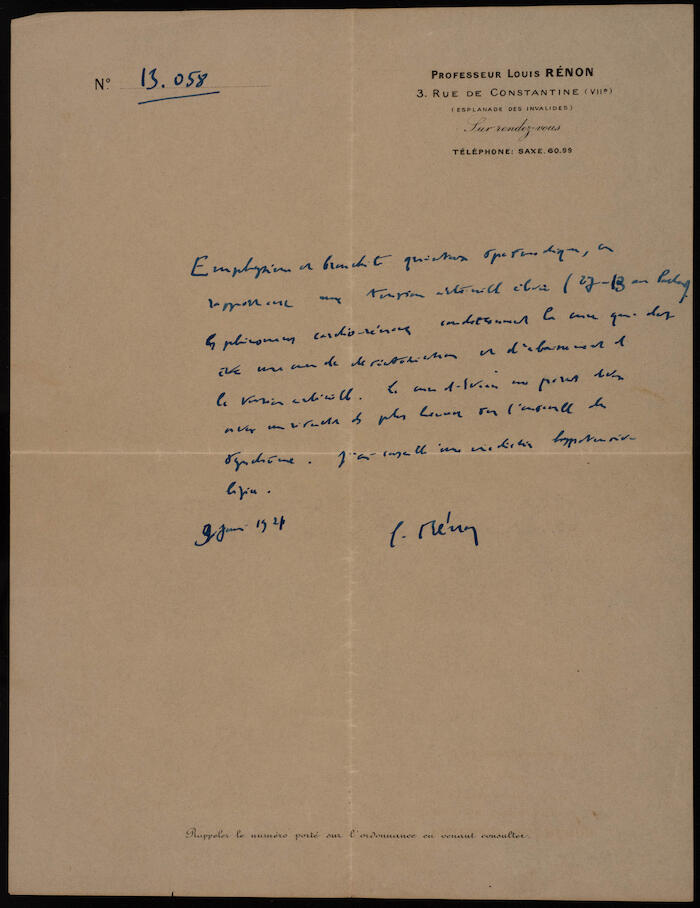 وثيقتنان مروستان باسم البرفيسور لويس رينون، باريس 
