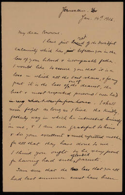 A Letter of Condolences from Musa Alami, 1926