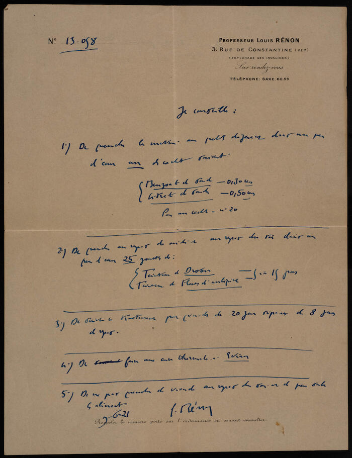 وثيقتنان مروستان باسم البرفيسور لويس رينون، باريس 