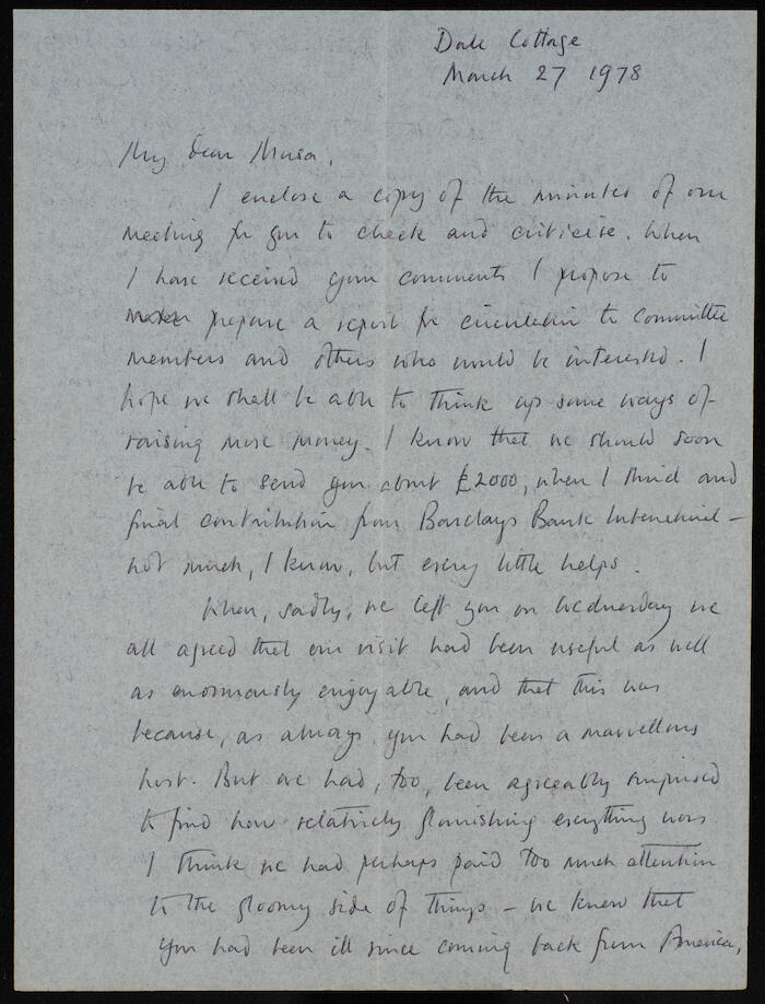 A Letter from London to Mousa al-Alami, 27 March 1978