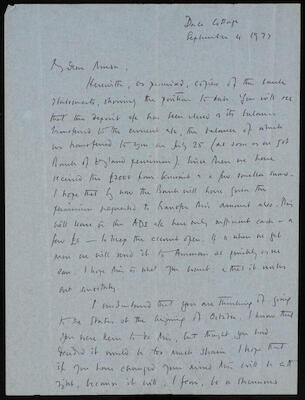 A Letter Addressed to Musa Alami, 4 September 1977