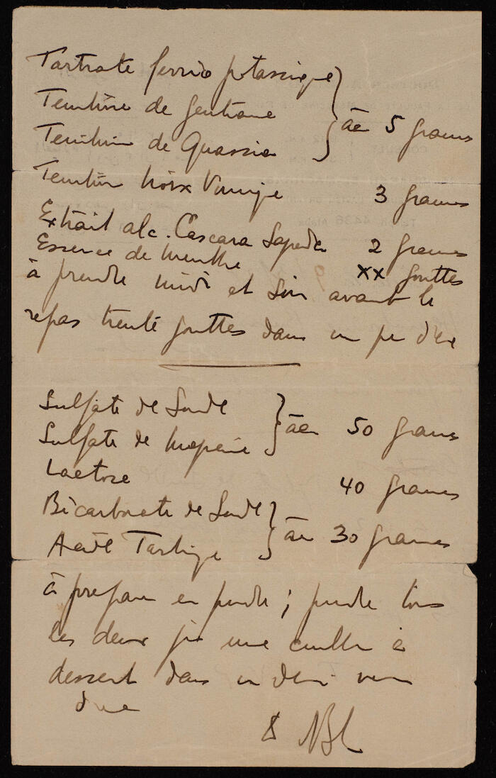 A Medical Prescription for Sa'deyeh al-Alami by Dr Bloom, Egypt, 9 March 1928 