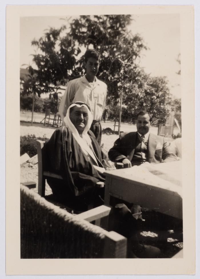 A Photograph of Ibrahim abu Sitteh with Fahd ad-Damen at His Daughter's Wedding at Alhambra Palace Hotel, Ramallah, Circa 1958
