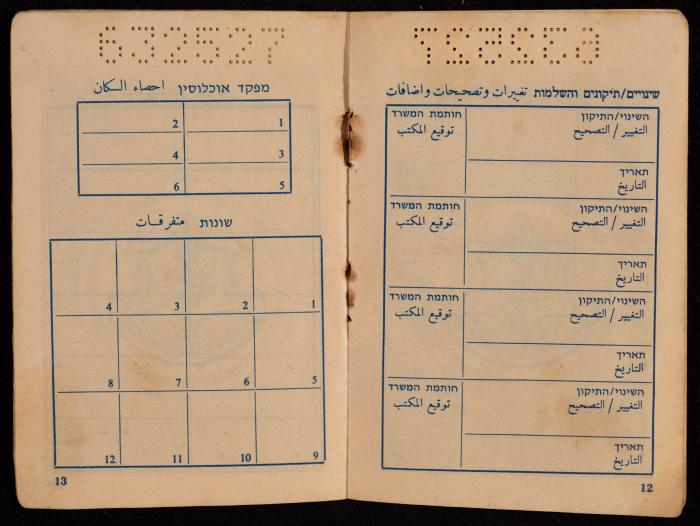 بطاقة هوية إسرائيلية لصبحة صبارنة،  1973